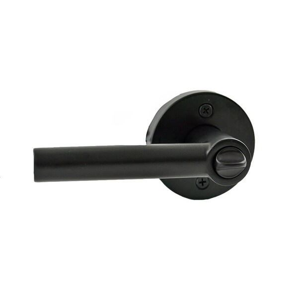 Milan Lever with Round Rose Entry Door Lock SmartKey with 6AL Latch, RCS Strike Matte Black Finish
